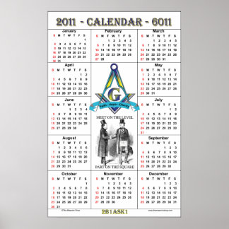 2011 Masonic Calendar Poster
