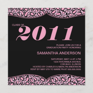 2011 Pink Leopard Print Graduation Party Invites