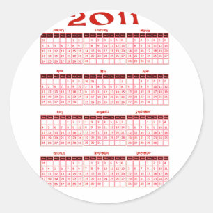 2011 Year at a Glance Calendar Classic Round Sticker