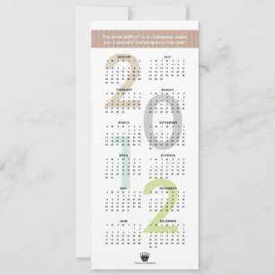 2012 calendar brown banner custom logo new year holiday card