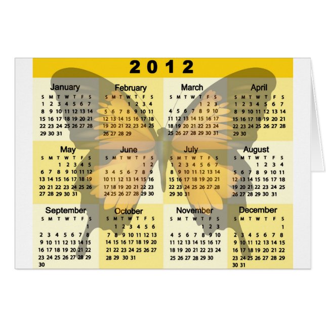 2012 Calendar Butterfly print (Front Horizontal)