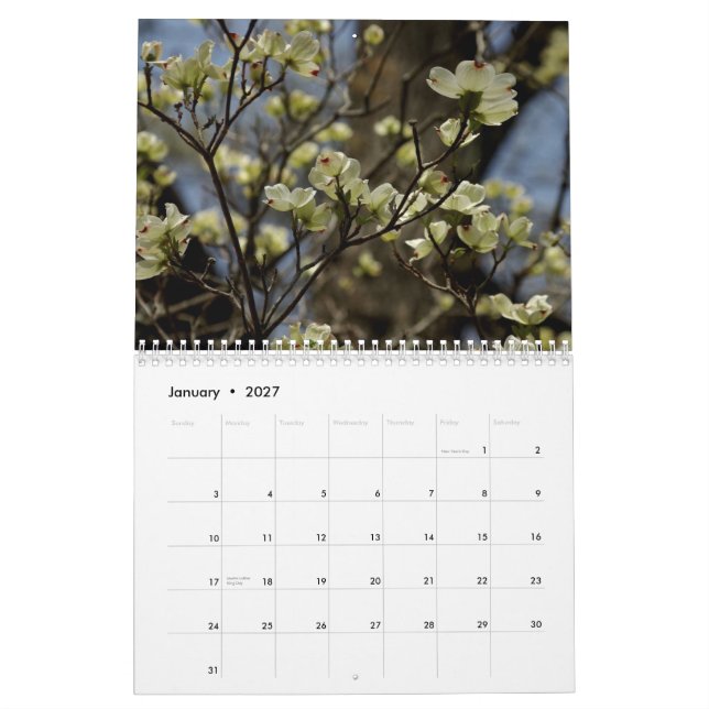 2012 Flower Calendar (Jan 2027)