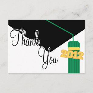 2012 Graduation Cap And Tassel Thank You (Green) Card