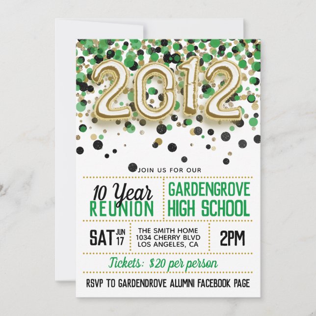 2012 High School College Reunion Invitation (Front)