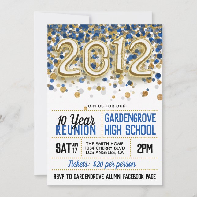 2012 High School College Reunion Invitation (Front)