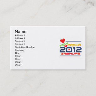 2012 Proud Grandpa T-shirts and Gifts Business Card