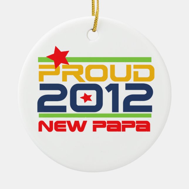 2012 Proud New Papa T-shirts and Gifts Ceramic Tree Decoration (Front)