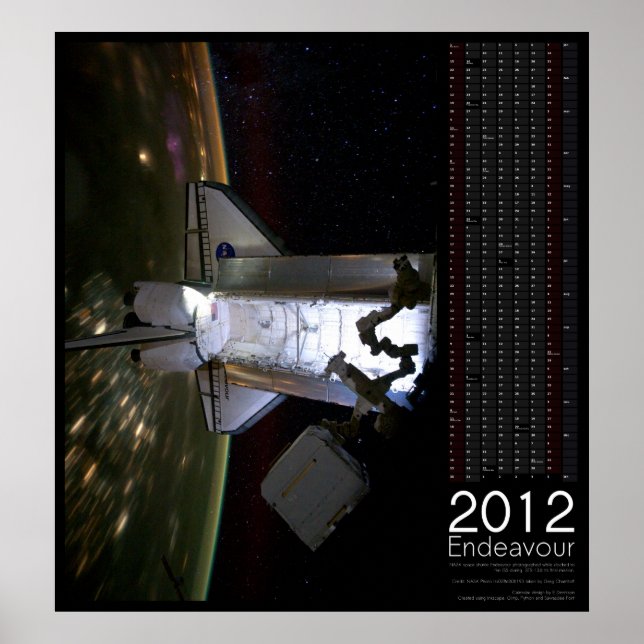 2012 Space Shuttle Endeavor Calendar Poster (Front)