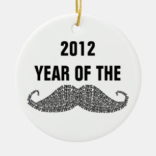 2012 Year of The Moustache Ceramic Tree Decoration