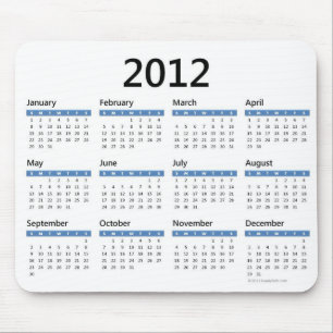 2012 Yearly Calendar Mouse Pad