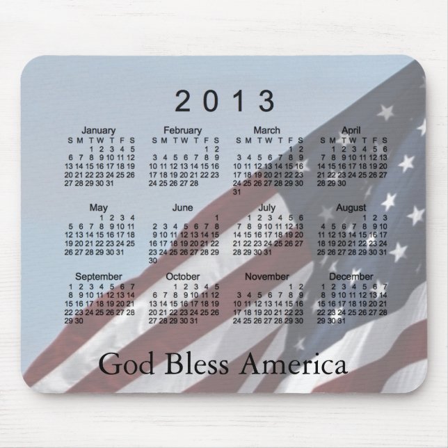 2013 Calendar God Bless America Mouse Pad (Front)
