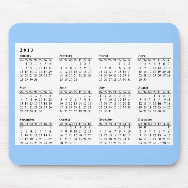 2013 Calendar Mousepad (Front)