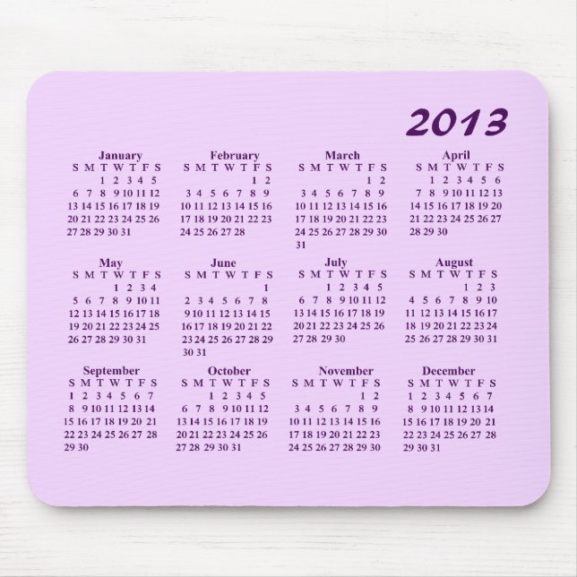 2013 Calendar Mousepad (Front)
