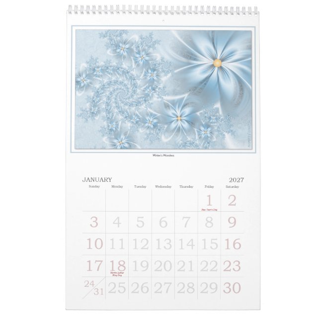 2013 Fractal Flowers Wall Calendar (Jan 2027)