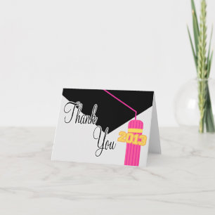 2013 Graduation Cap And Tassel Thank You (Pink) Card