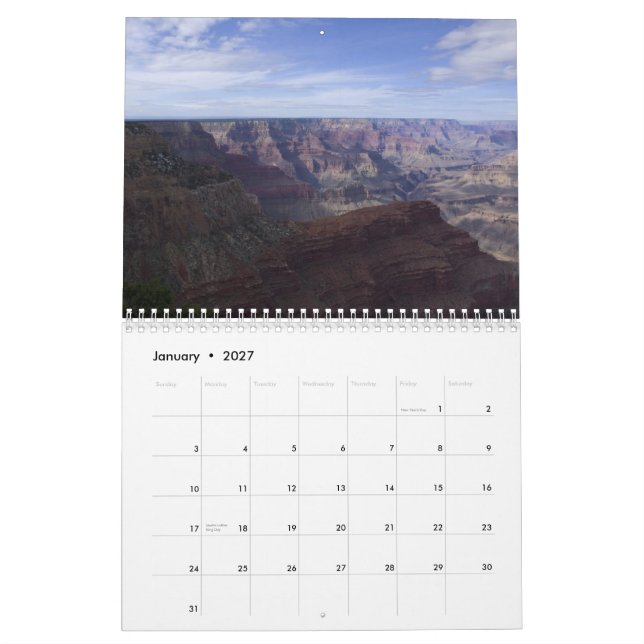2013 Grand Canyon Calendar (Jan 2027)