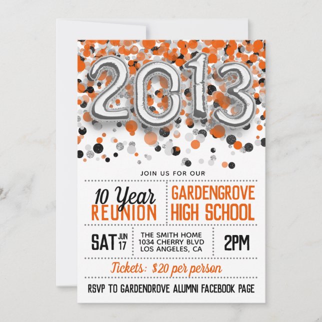2013 High School College Reunion Invitation (Front)