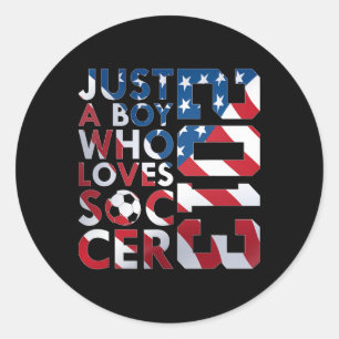2013 Just A Boy Who Loves Soccer 13th Birthday  Classic Round Sticker