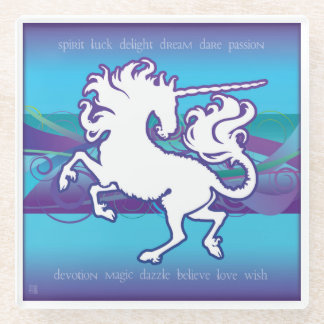 2013 Mink Nest Inspirational Unicorn Glass Coaster