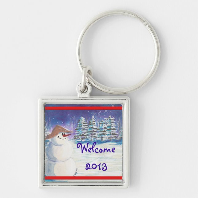 2013 New Years Snowman Art Key Ring (Front)