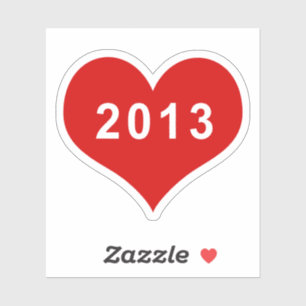 2013 Red Love Heart Vinyl Sticker