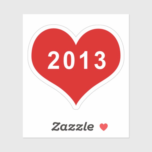2013 Red Love Heart Vinyl Sticker (Sheet)