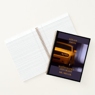 2013 Yellow Muscle Car Custom School Classroom Notebook
