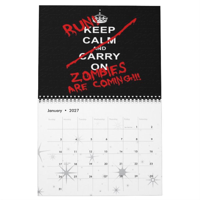 2013 zombie calendar (Jan 2027)