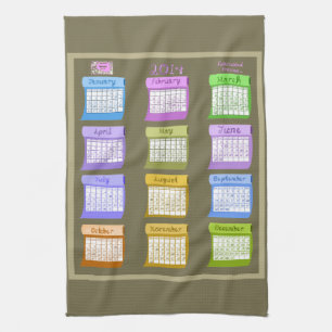 2014 calendar fabric bolts kitchen tea towel