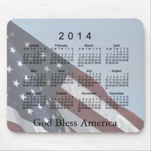 2014 Calendar God Bless America Mouse Pad