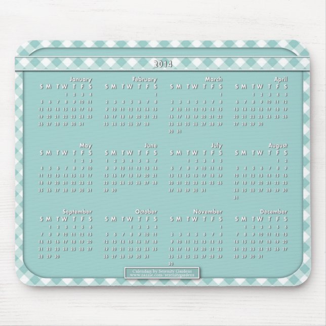 2014 Calendar Mouse Pad - Chex Blue (Front)
