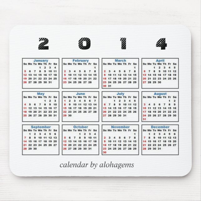 2014 Calendar Mousepad (Front)
