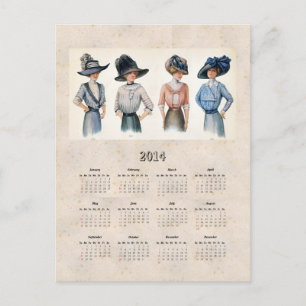 2014 Edwardian Fashion Pocket Calendar Postcard