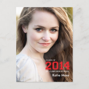 2014 Graduation Invitation Postcard Red