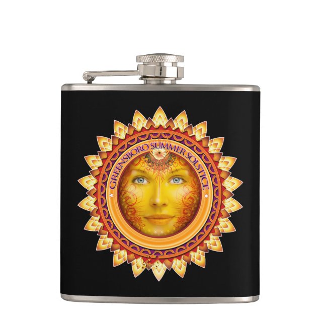 2014 Greensboro Summer Solstice Festival Keepsake Hip Flask (Front)
