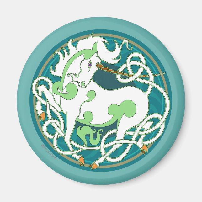 2014 Mink Nest Unicorn Magnet-Geen/Teal/White Magnet (Front)