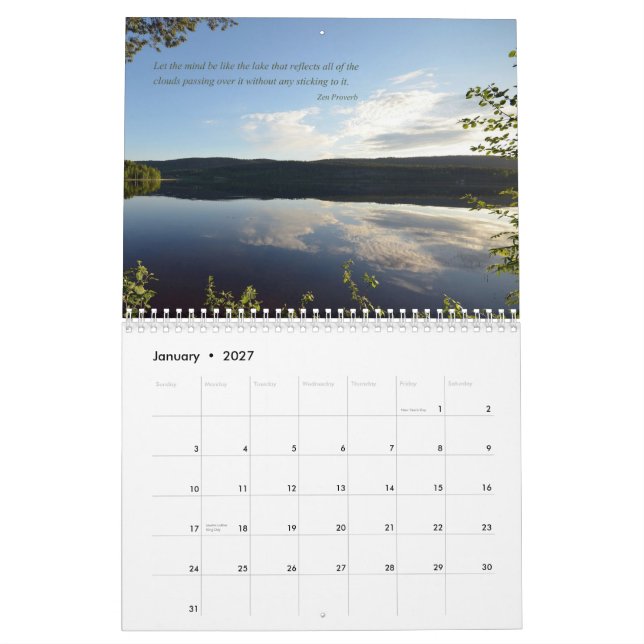 2014 Zen Calendar (Jan 2027)