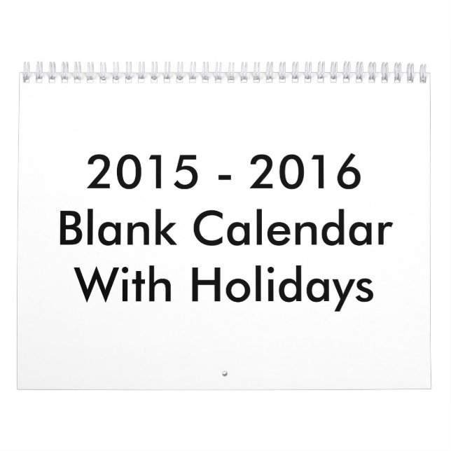 2015 - 2016 24 Months Blank Calendar With Holidays (Cover)