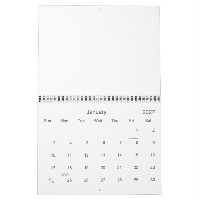 2015 Blank Calendar With Holidays (Jan 2027)