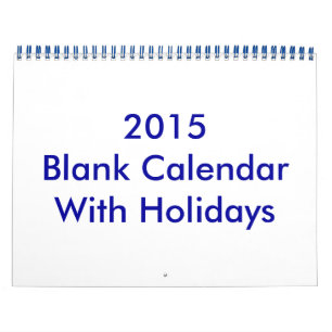 2015 Blank Calendar With Holidays And Blue Wire