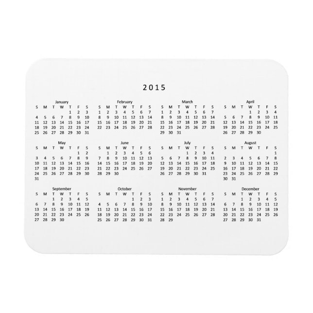 2015 Calendar Fridge Magnet (Horizontal)