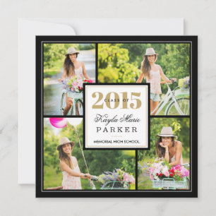2015 Classy Photo Collage Graduation Invitation
