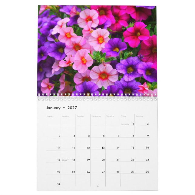 2015 Flowers Calendar (Jan 2027)