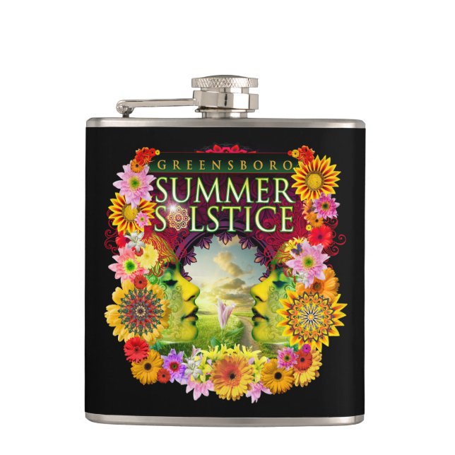 2015 Greensboro Summer Solstice Festival Keepsake Hip Flask (Front)