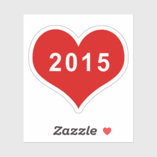 2015 Red Love Heart Vinyl Sticker