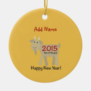 2015 Year Of the Goat - Happy New Year Ceramic Tree Decoration