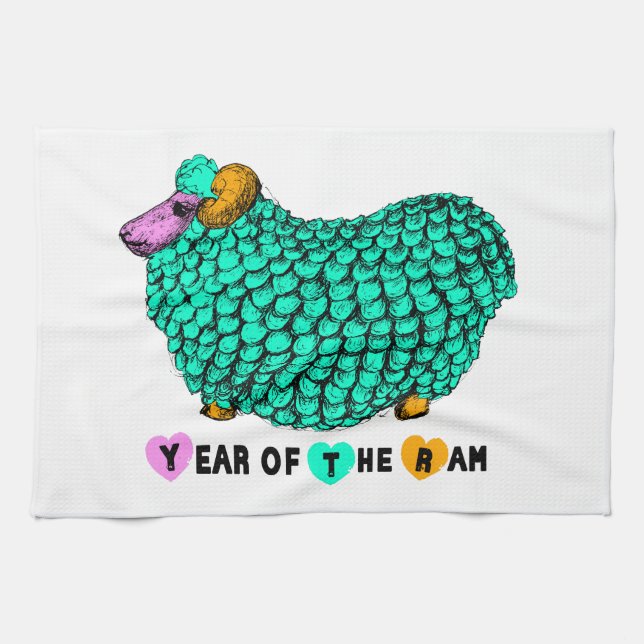 2015 Year of the Ram Sheep or Goat  Kitchen Towels (Horizontal)
