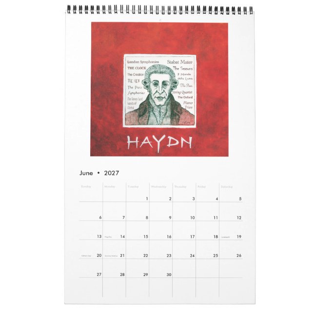 2016 Calendar - Classical Piano Composers (Jun 2027)