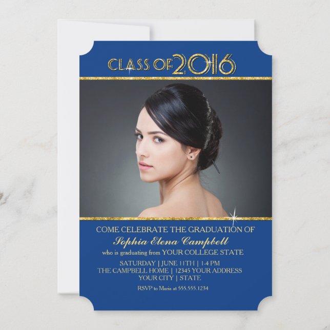 2016 Elegant Faux Glitter Confetti Graduation Part Invitation (Back)