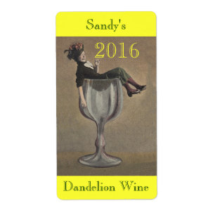 2016 Homemade Dandelion Wine Lady Labels